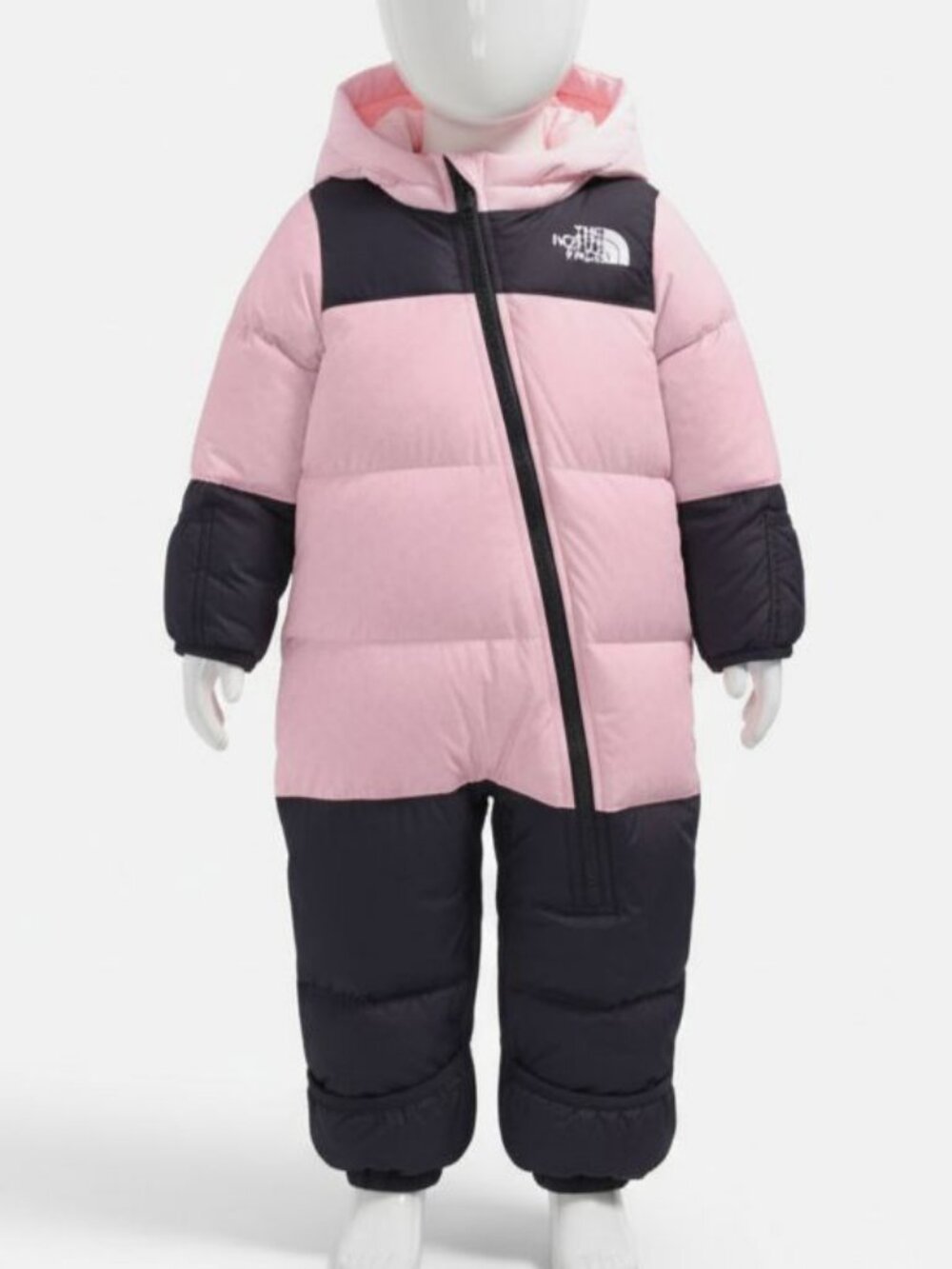 The North Face Baby Girls Pink 1996 Retro Nuptse One-Piece Snowsuit Jacket 6-12M